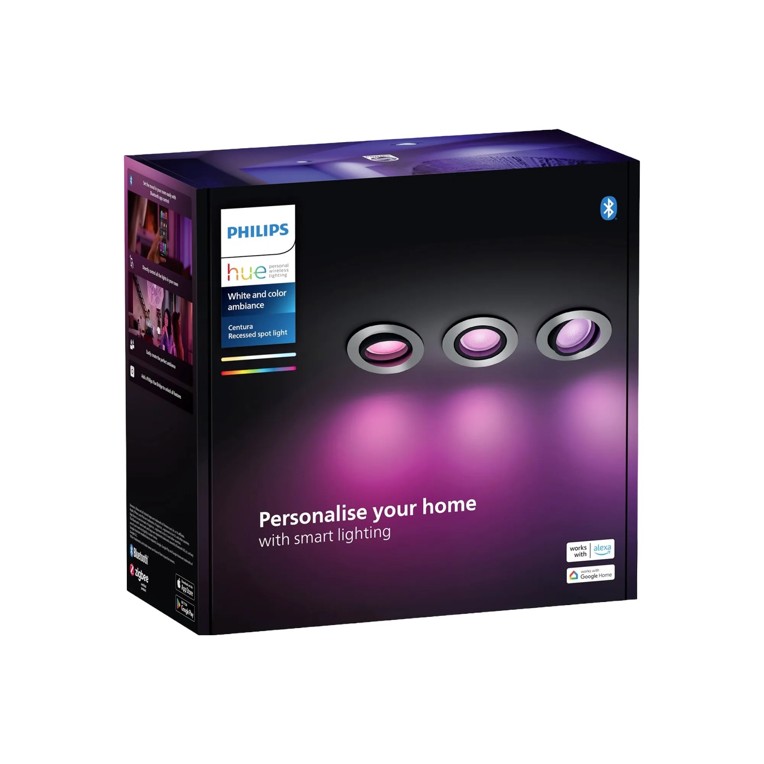 Philips Hue Smart-Einbauspot Centura White & Color Ambiance Aluminium 3er Pack