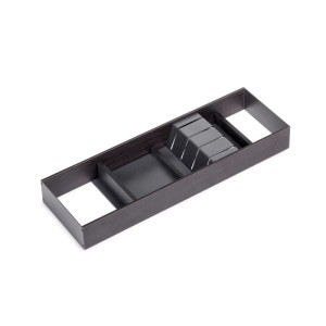 Emuca Messereinsatz Orderbox für Schublade, 150x470mm, Stahl/Holz, Anthrazitgrau.