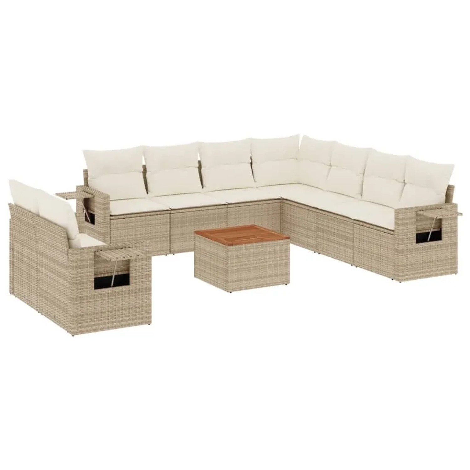 vidaXL 10-Tlg Garten-Sofagarnitur mit Kissen Beige Poly Rattan 3224630 günstig online kaufen