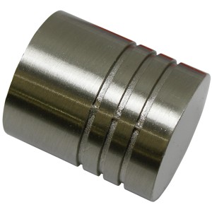 Gardinia Endstück Chicago Zylinder, Edelstahloptik, für 20 mm Stangen, 2er-Pack.