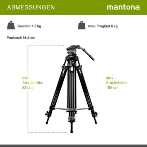 Mantona Videostativ Dolomit 1300 188Cm Videostativ Kamerastativ Tripod Fluidkopf