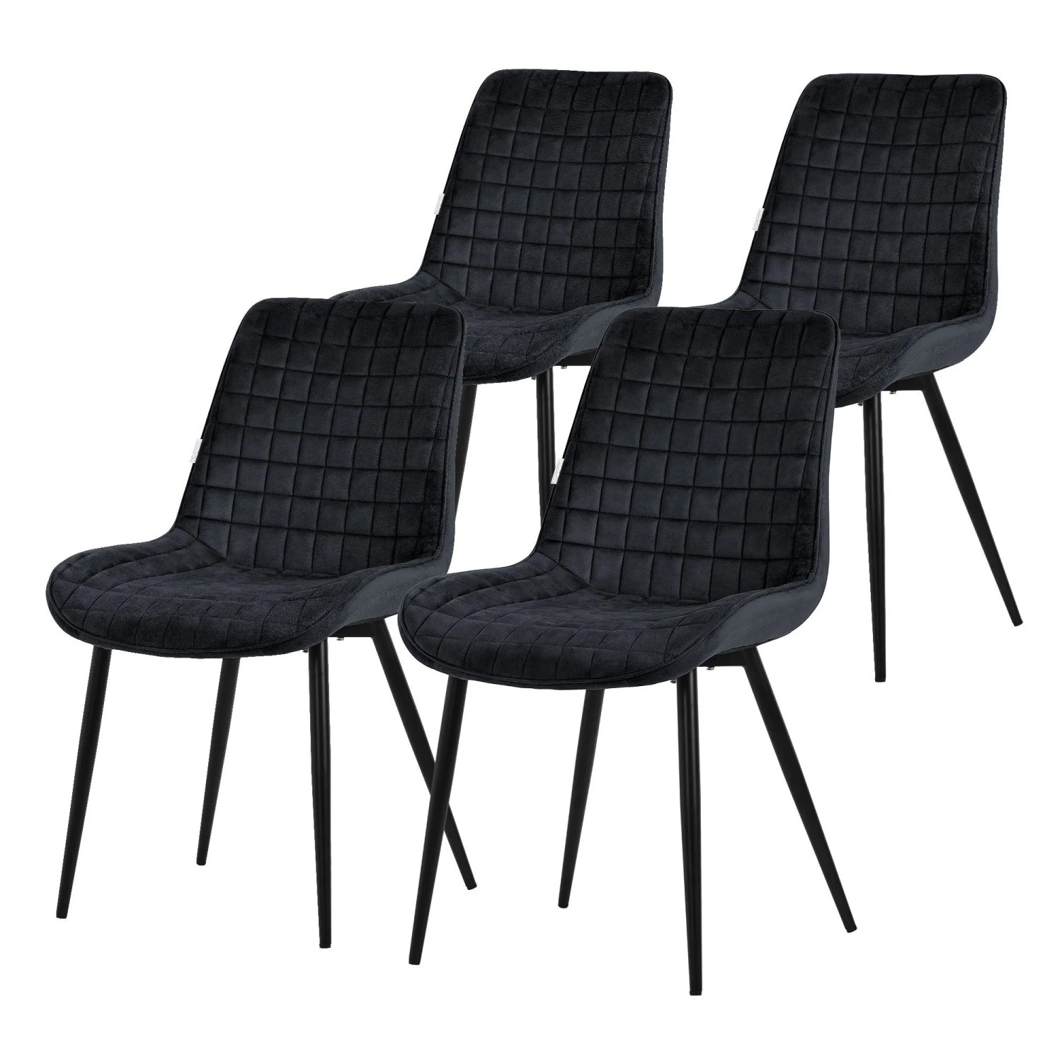 ML-Design Esszimmerstühle 4er Set Schwarz Samtbezug Metallbeinen