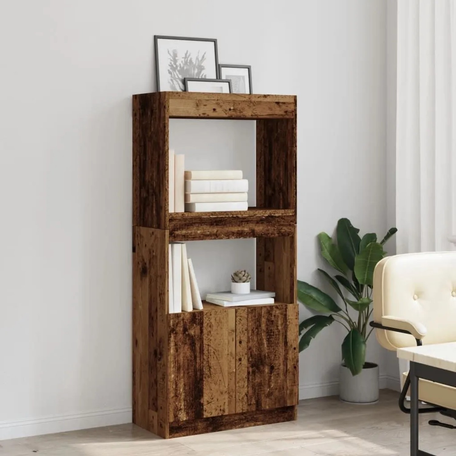 vidaXL Highboard Altholz-Optik 63x33x140 cm Holzwerkstoff 855113_4