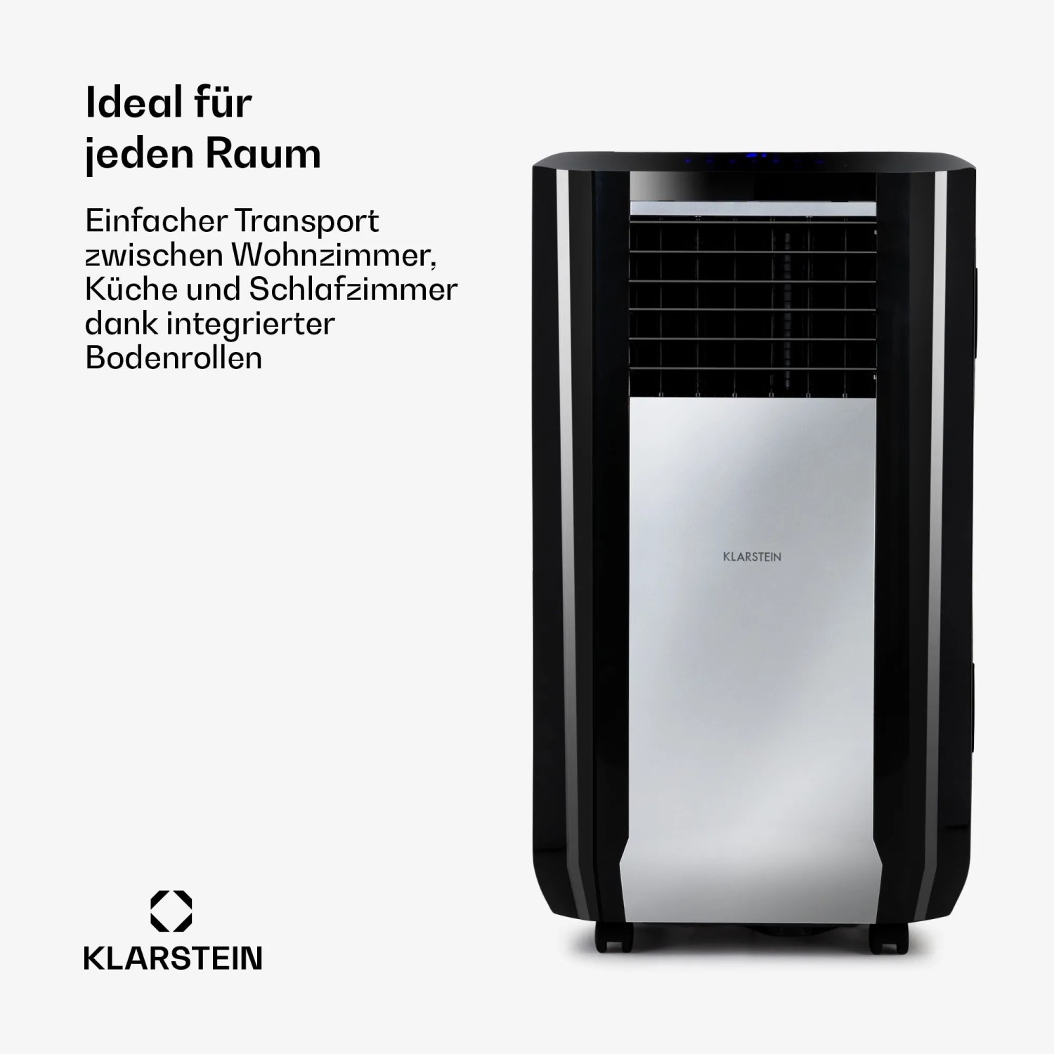 Klarstein Max Breeze Smart Klimaanlage, mobil, 15000 BTU, schwarz. Klimagerät mit Rollen für einfache Bewegung.
