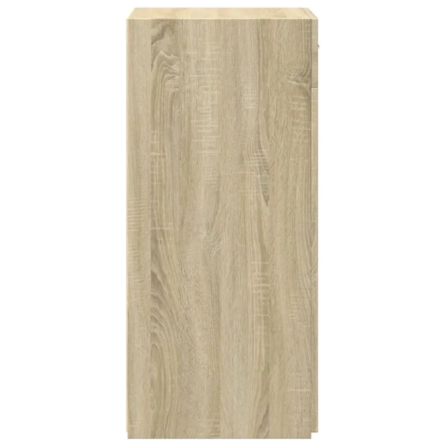 vidaXL Sideboard Sonoma-Eiche. Möbelstück aus hellem Holzwerkstoff mit deutlicher Holzmaserung, Seitenansicht.