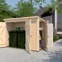 Offener Weka Gartenschrank Multibox mit Regalsystem aus naturbelassenem Holz.