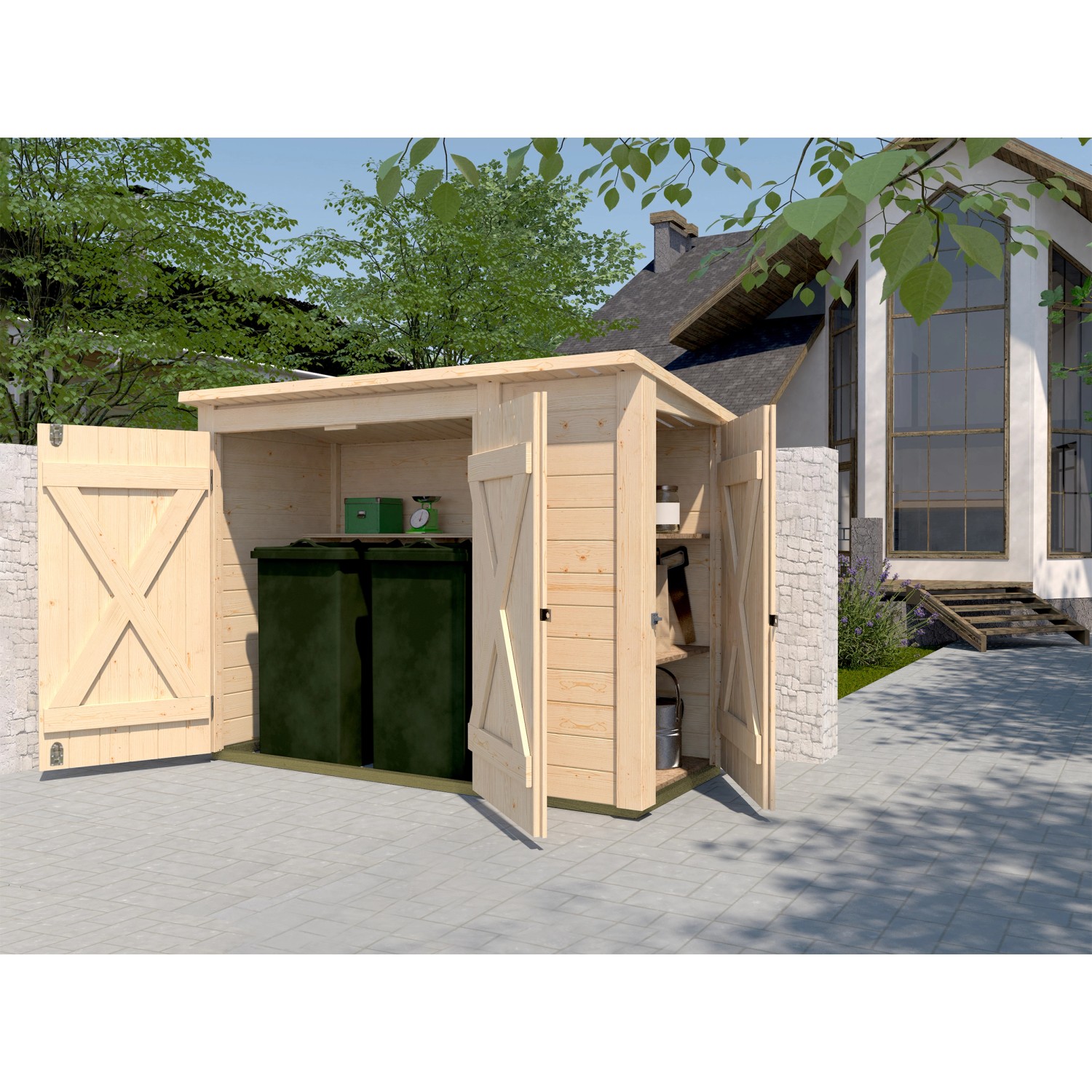 Weka Gartenschrank Multibox mit Regalsystem Natur