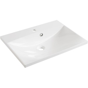 Weißes Fackelmann B.clever Waschbecken (60 cm) aus Gussmarmor, Aufsicht.