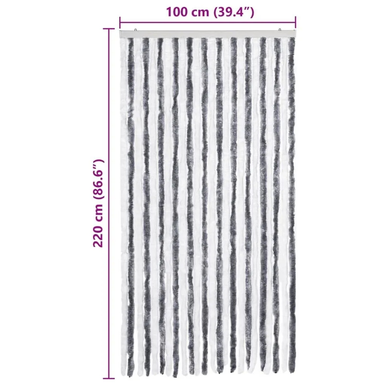 vidaXL Insektenschutz-Vorhang Grau und Weiß 100x220 cm Chenille 241225_7