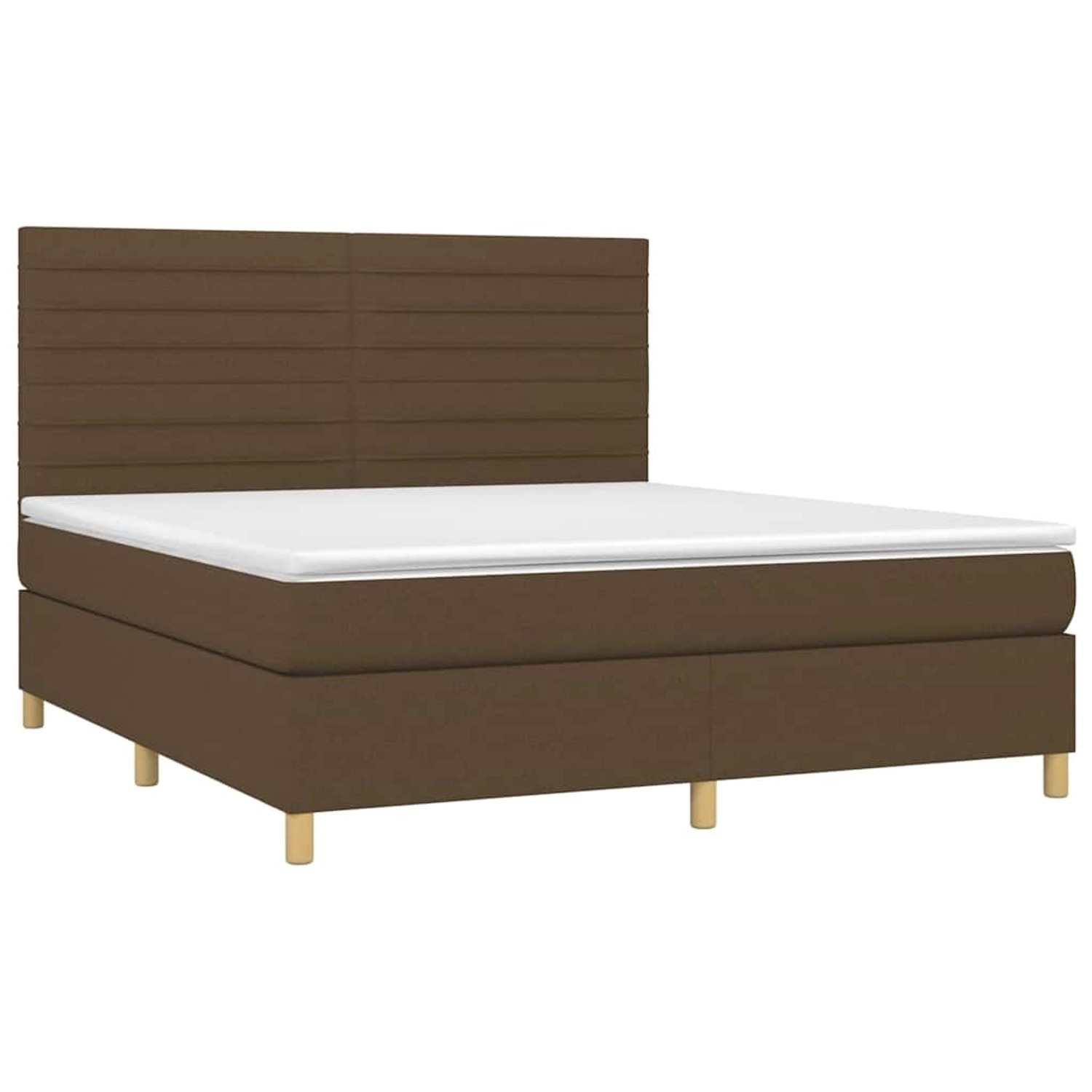 vidaXL Boxspringbett mit Matratze & LED Dunkelbraun 180x200 cm Stoff 3135536