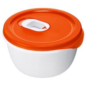 Rotho Mikrowellenschüssel Micro Clever 0,8 l Papaya mit orangem Deckel.