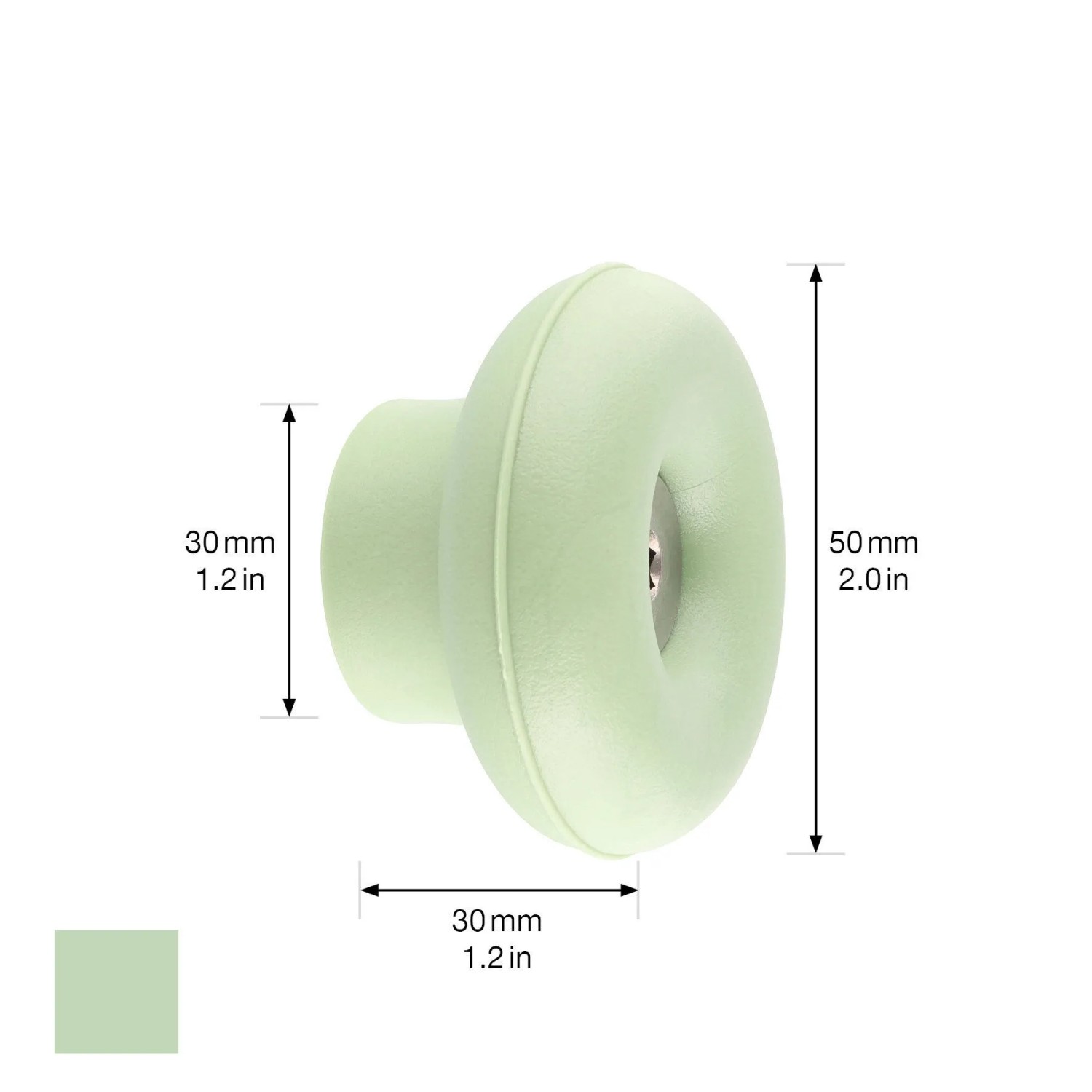 Lindgrüner Wagner Wandhaken Hooks4home Dot, Ø 50 mm, aus Elastomer und Stahl.