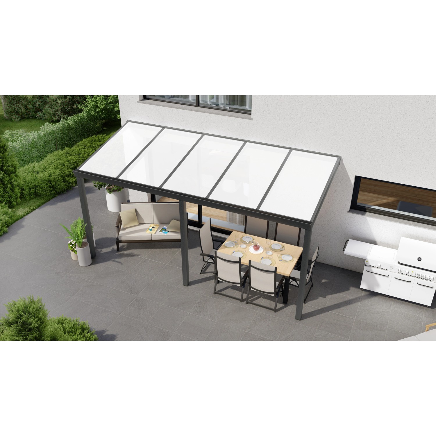 Terrassenüberdachung Professional 500 cm x 250 cm Anthrazit Struktur PC Opa günstig online kaufen