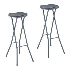 Relaxdays Barhocker 2er Set Kunststoff Stahl Grau Klappbar 80 cm x 34 cm x 45 cm