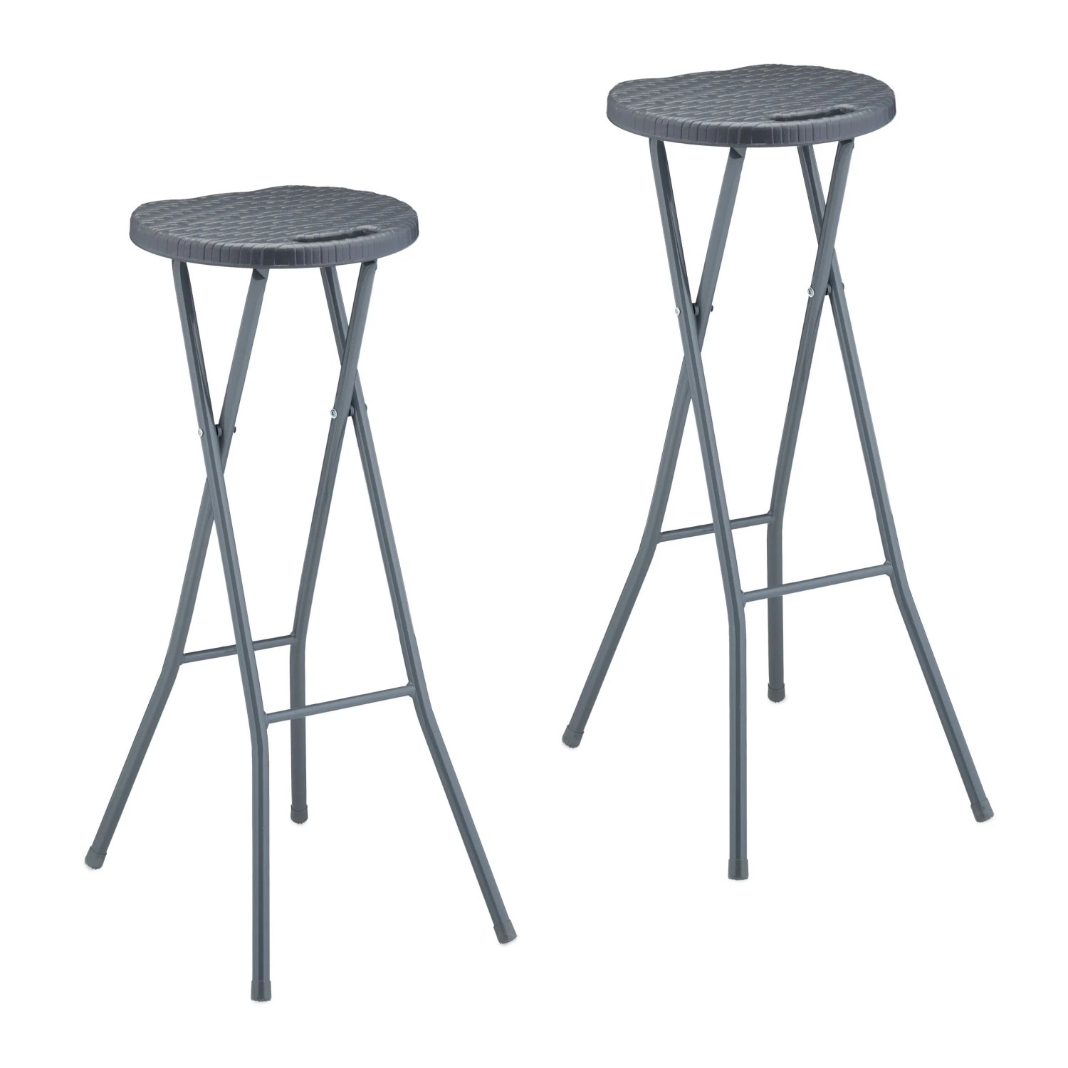 Relaxdays Barhocker 2er Set Kunststoff Stahl Grau Klappbar 80 cm x 34 cm x 45 cm