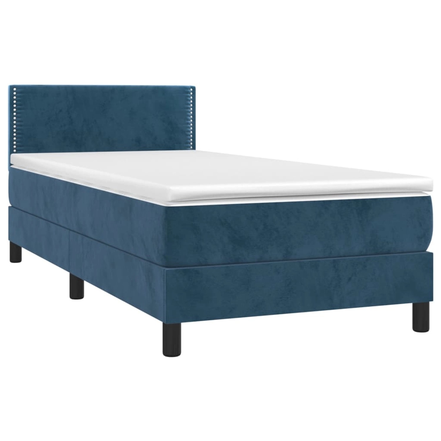 vidaXL Boxspringbett mit Matratze & LED Dunkelblau 100x200 cm Samt 3134331 günstig online kaufen