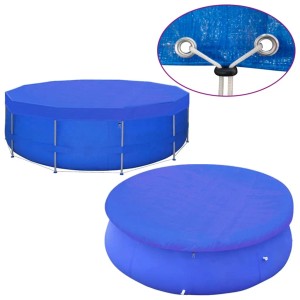 2er-Set blaue Poolabdeckungen, PE 540 cm, für runde Pools bis 500 cm Durchmesser.