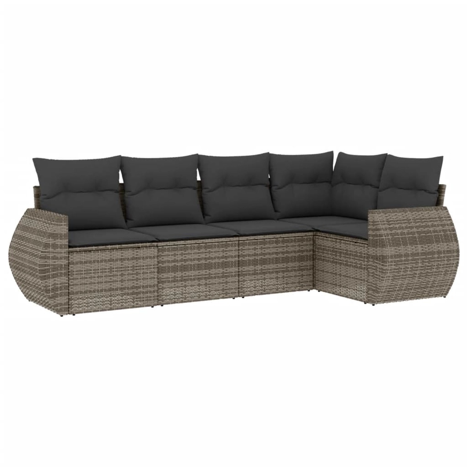 vidaXL 5-Tlg Garten-Sofagarnitur mit Kissen Grau Poly Rattan 3221329 günstig online kaufen