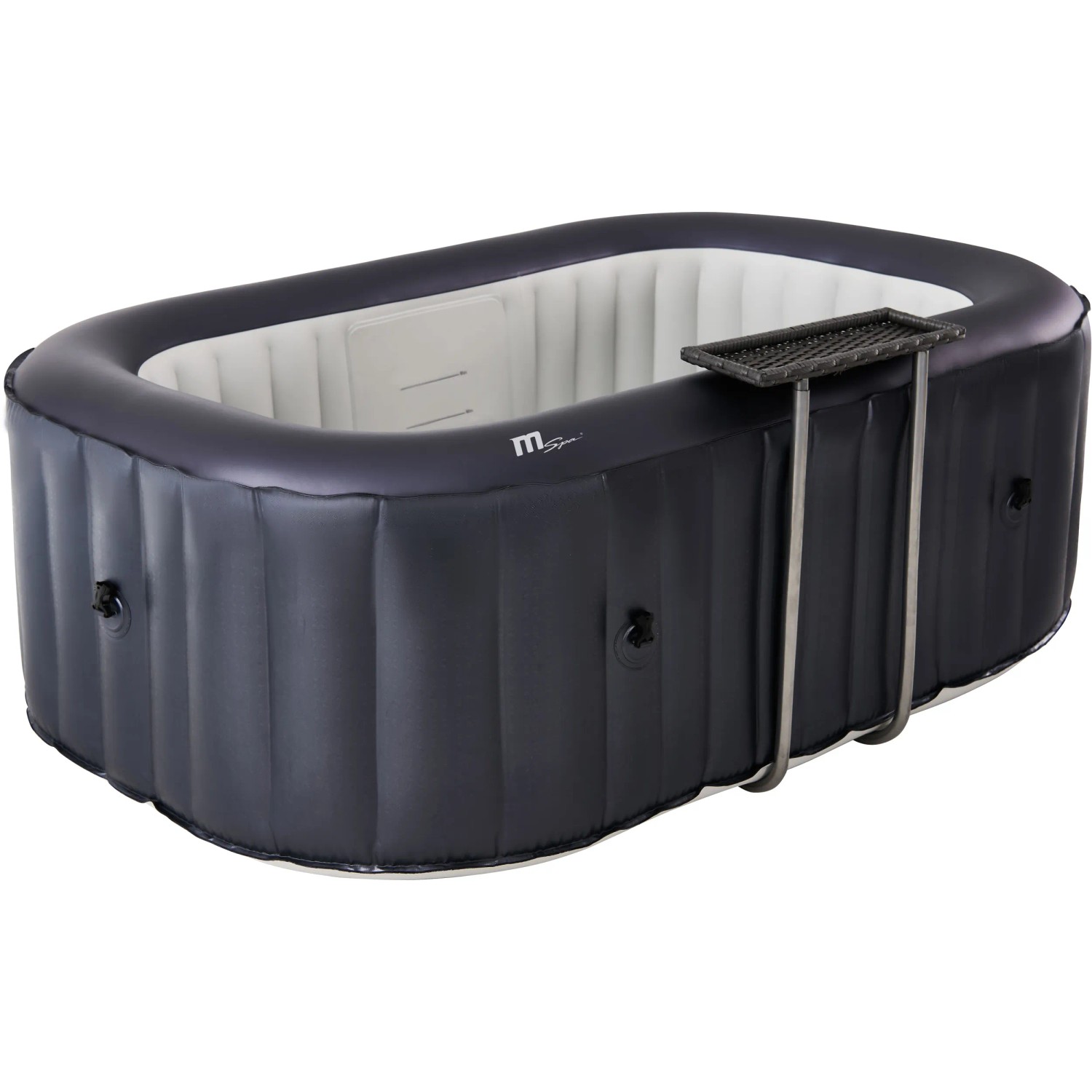 MSpa Urban Whirlpool Nest AirJet, aufblasbarer, rechteckiger Outdoor-Whirlpool mit Hydromassage und Beistelltisch.