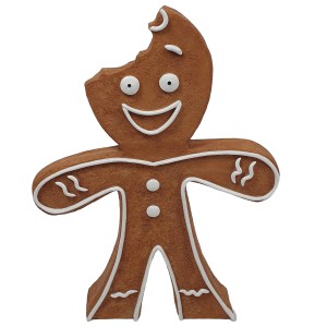 Dekorative Weihnachtsfigur: Pfefferkuchenmann, 24 cm, braun-bunt, für die Gartendekoration.