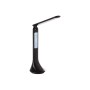 Schwarze LED-Tischleuchte Coluccia mit Uhr-, Temperatur- und Datumsanzeige. Ideal als Schreibtischlampe.