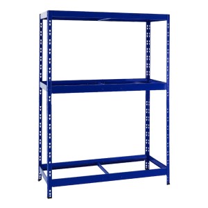 Blaues PROREGAL Reifenregal Tiger mit Fachboden für bis zu 12 Reifen auf 2 Ebenen.