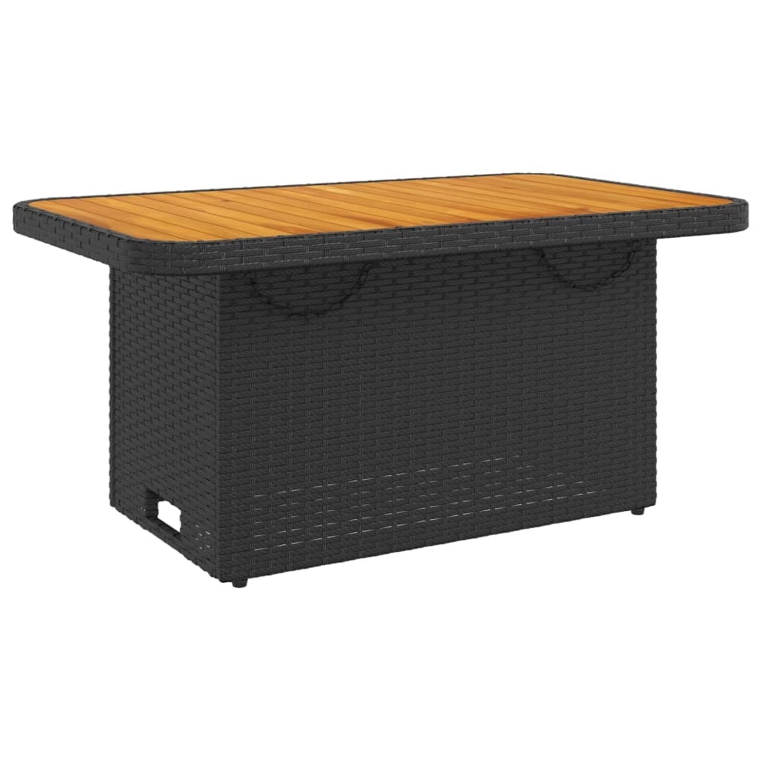 vidaXL Gartentisch Schwarz 90x55x71 cm Poly Rattan und Akazienholz 368275 günstig online kaufen