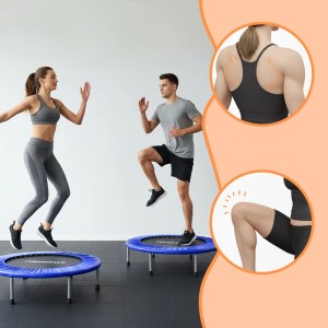 Relaxdays Indoor Trampolin Stahl Kunststoff Polyester Blau Klappbar Rutschfest Ø 95 cm 7,4 kg