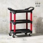 HOMCOM Werkstattwagen mit 3 Ablagen, Griff und Rollen, rot/schwarz, max. 68kg