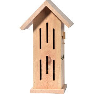 Sonnenfalter Schmetterlingshaus aus Naturholz, 23x14x38cm, mit Anflugstationen für verschiedene Falter.