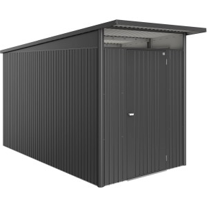 Biohort Metall-Gerätehaus AvantGarde ECO Gr. A4 in Dunkelgrau-Metallic mit Standardtür.