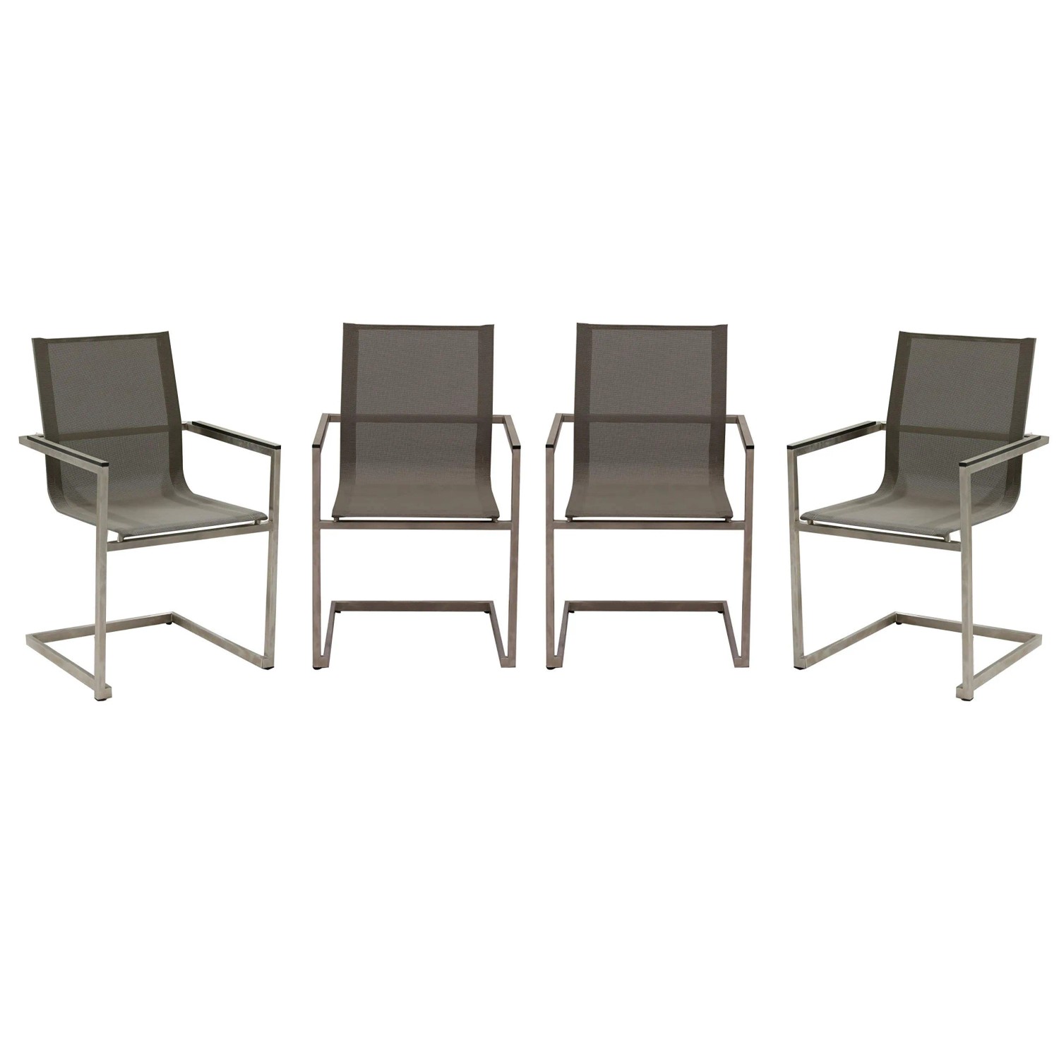 DELUKE Gartenstuhl 4er Set DIRK Kunststoff Grau Freischwinger Wetterfest Gartenstühle Outdoor Essstühle