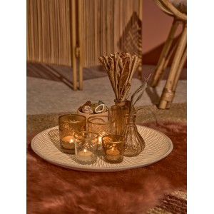 Brauner Teelichthalter Desert Flower aus Glas, 9,5 cm hoch, für gemütliche Lichtstimmung.