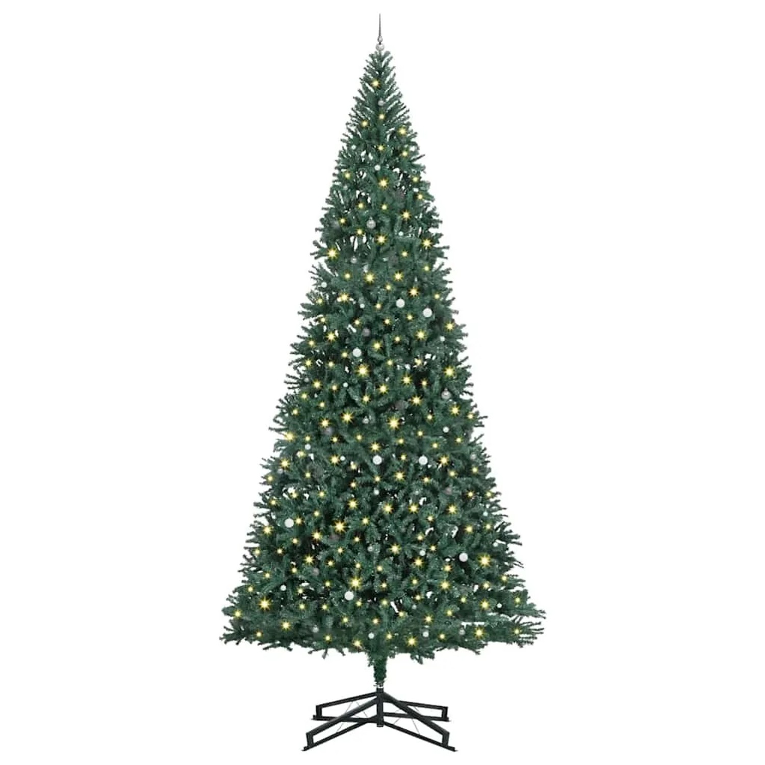 vidaXL Künstlicher Vorbeleuchteter Weihnachtsbaum mit Kugelset Grün 3394841