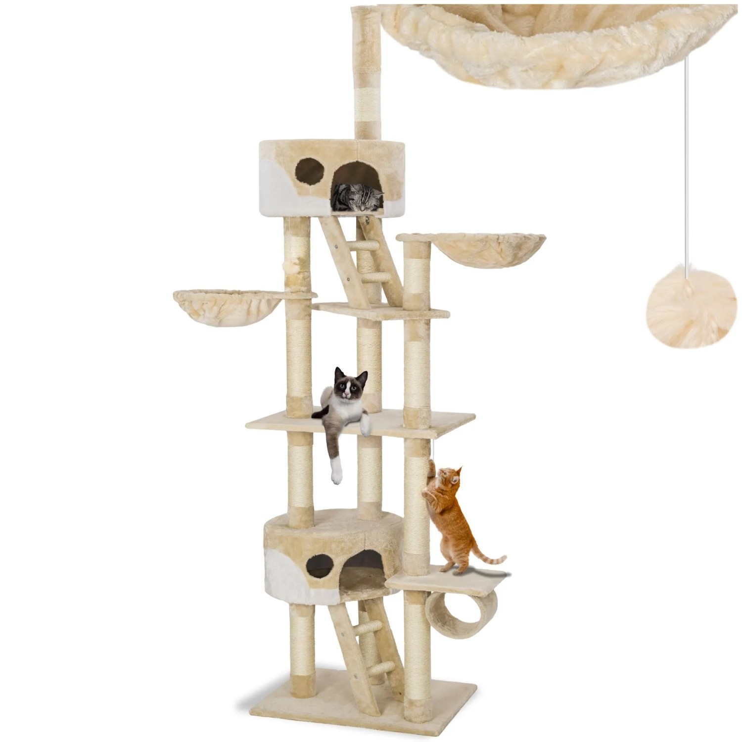 Tectake Kratzbaum Hansi 243 Bis 260 cm Sisal  60 x 45 x 260 cm Beige Weiß