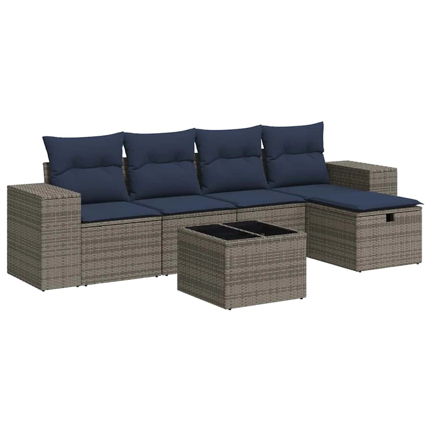 vidaXL 6-Tlg Garten-Sofagarnitur mit Kissen Grau Poly Rattan 3325677 günstig online kaufen