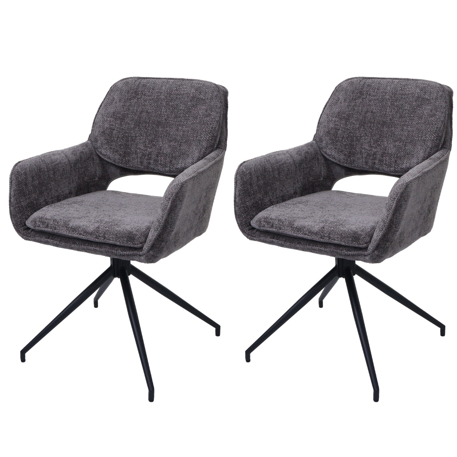 MCW Esszimmerstuhl N74 2er-Set Stoff Chenille 490g/m² Dunkelgrau günstig online kaufen