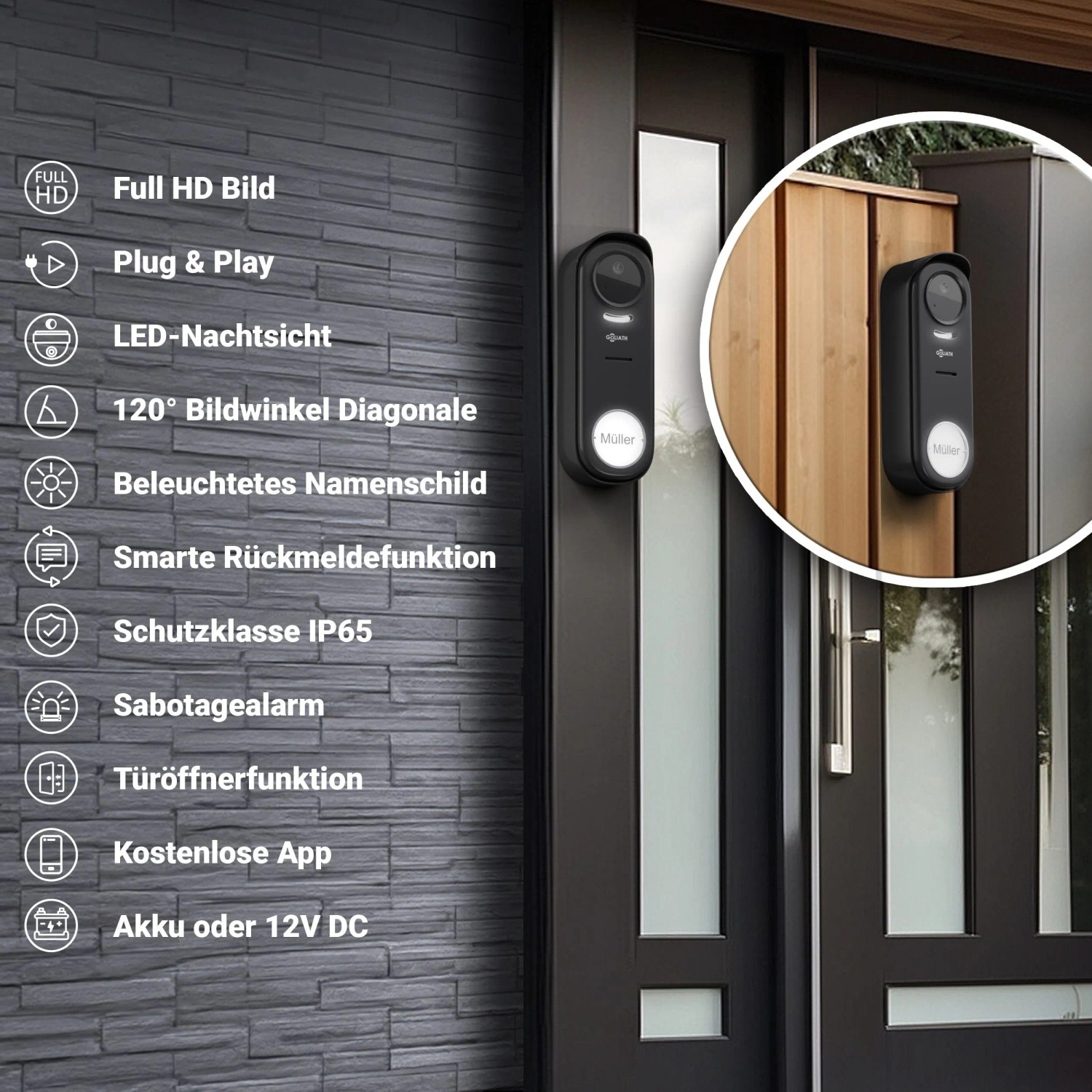 Goliath Funk Video Türklingel mit Kamer App Fähig_3