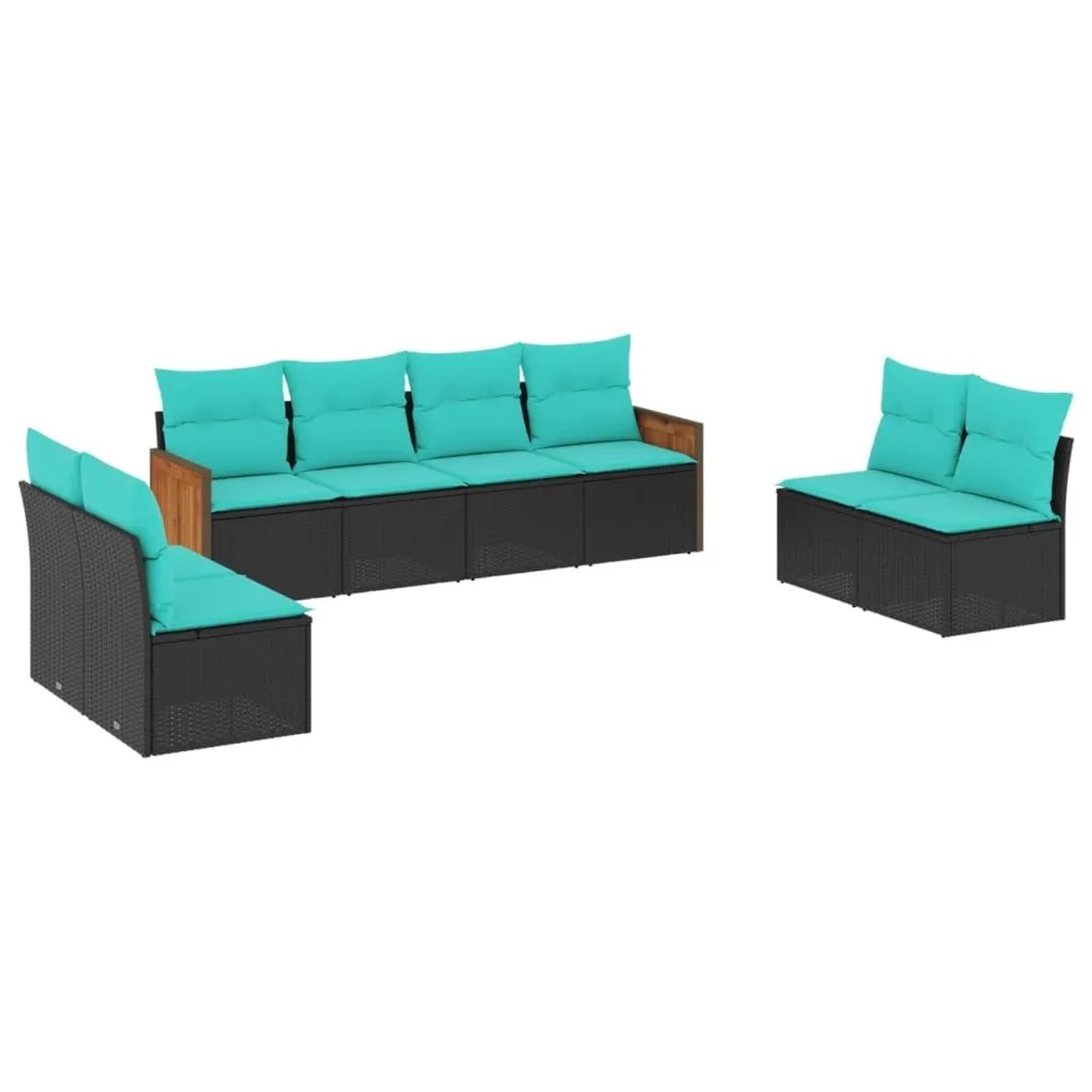 vidaXL 8-Tlg Gartensofa-Set mit Kissen Schwarz Polyrattan 3227569 günstig online kaufen