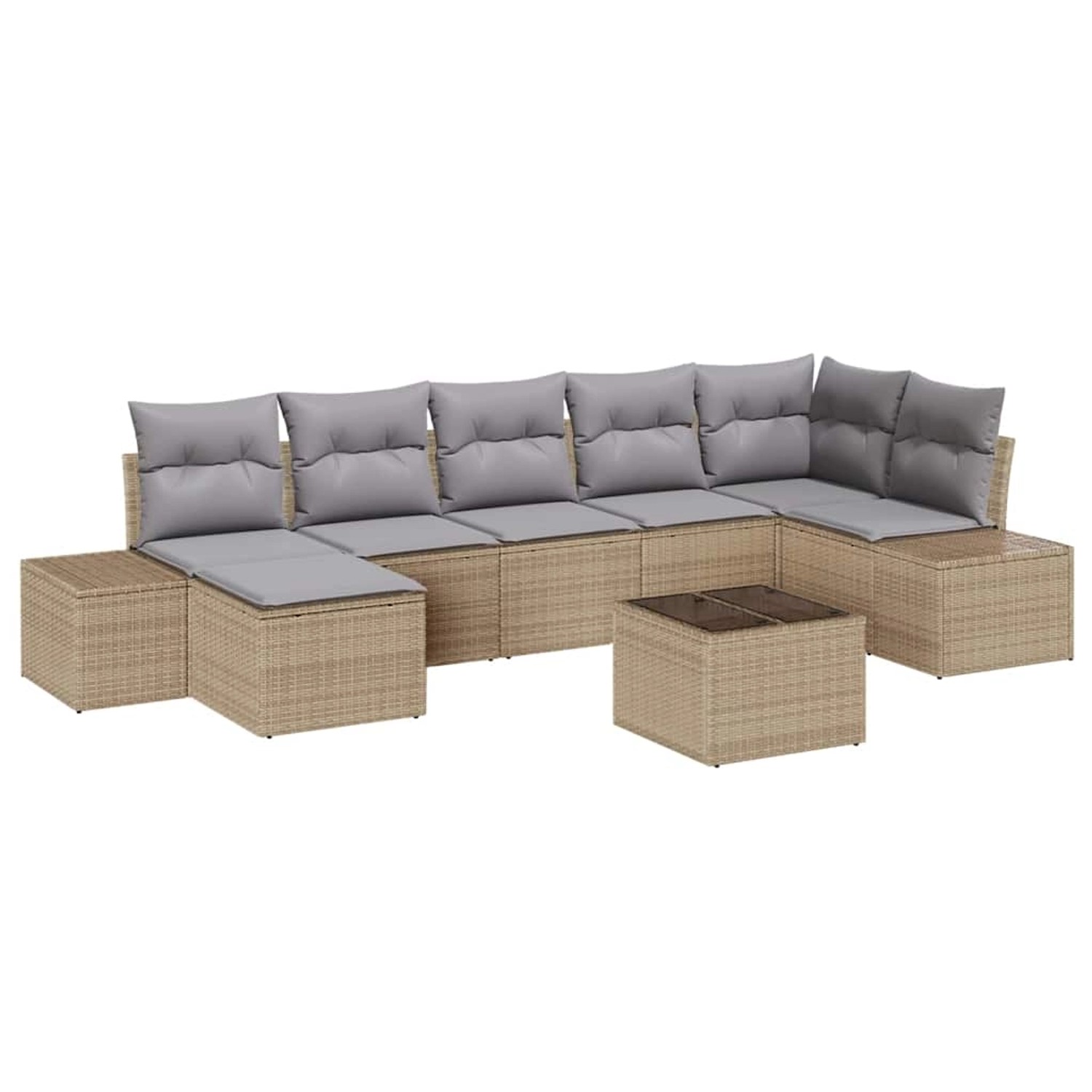 vidaXL Garten-Sofa-Set mit Kissen 8-Tlg Beige Poly Rattan 3347160 günstig online kaufen