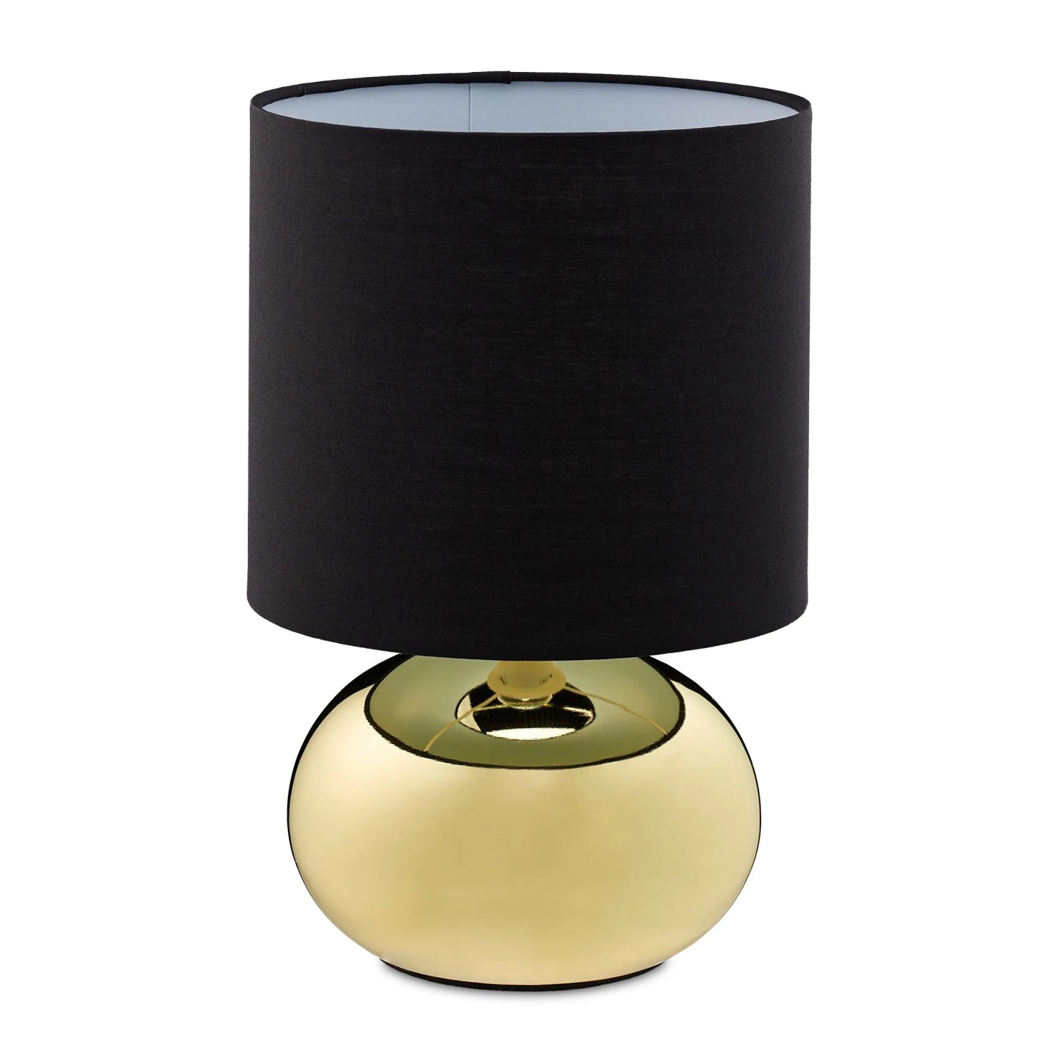 Relaxdays Tischlampe Metall Stoff Gold 28 cm x 18 cm 0,5 kg