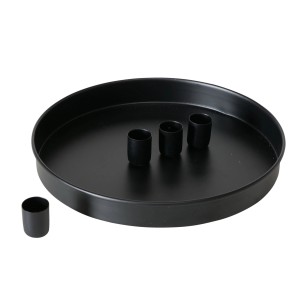 Schwarzer Boltze Kerzenleuchter Margo, Ø 25cm, für Stumpenkerzen, Weihnachtsdekoration.