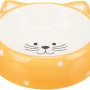 Orangefarbener Jollypaw Keramiknapf mit Katzengesicht, 0,25 l, 12 cm Durchmesser.