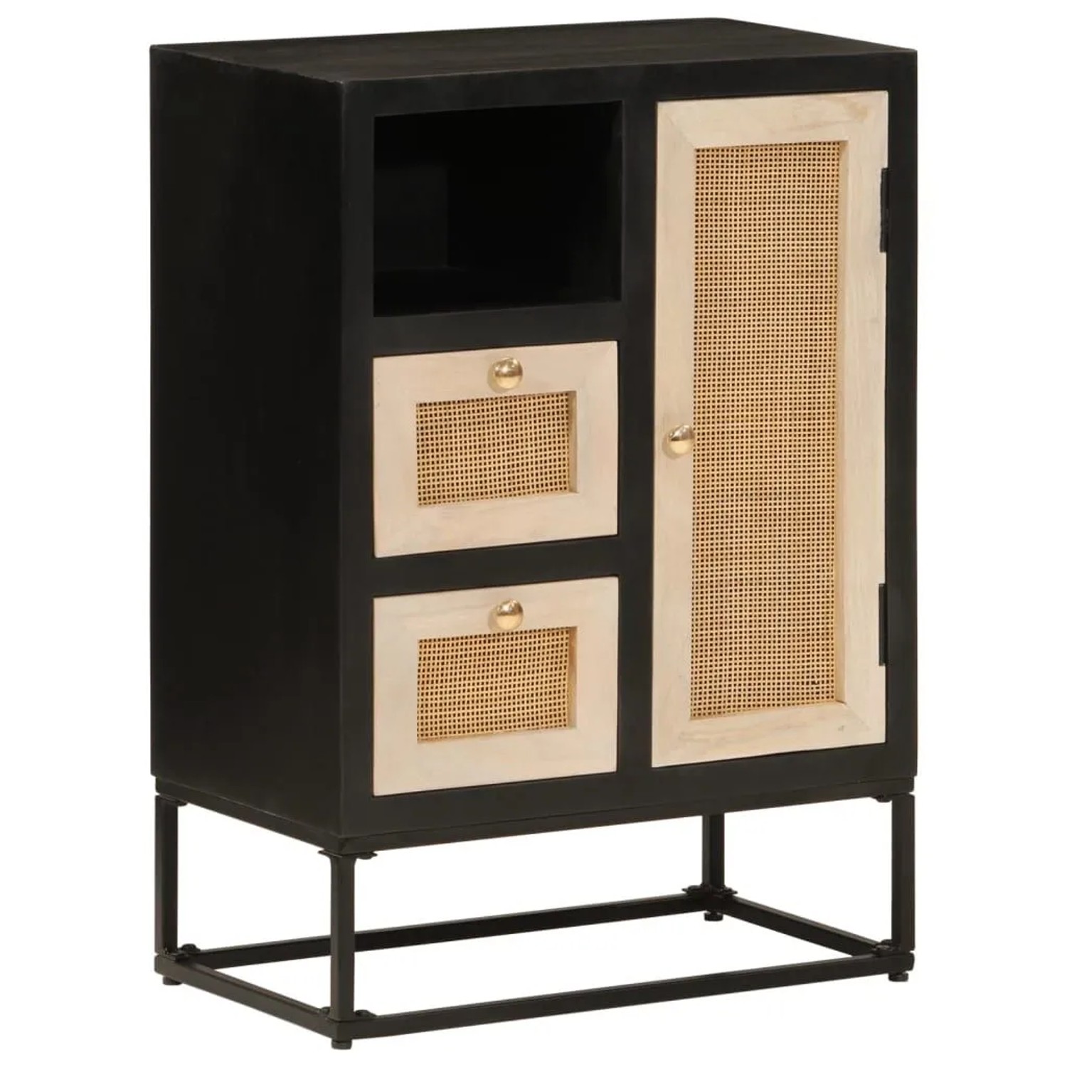 vidaXL Sideboard Schwarz 55x30x76 cm Massivholz Mango und Eisen 372001 günstig online kaufen
