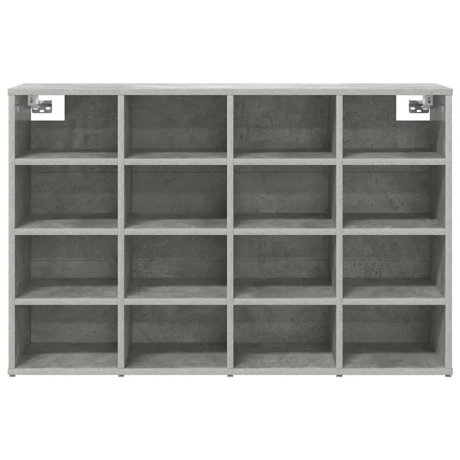 vidaXL Schuhschrank, Betongrau, mit 16 Fächern aus Holzwerkstoff, 103x30x67 cm.