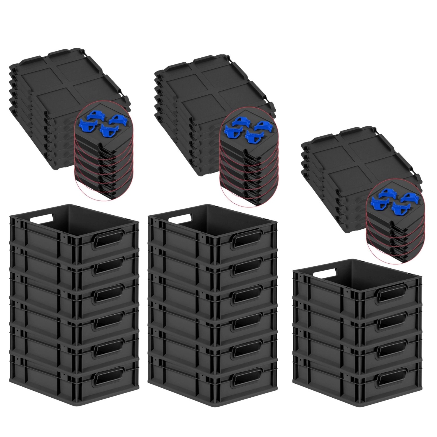 PROREGAL SuperSparSet 16x Eurobox Nextgen Grip Mit Auflagedeckel Und Blauen günstig online kaufen