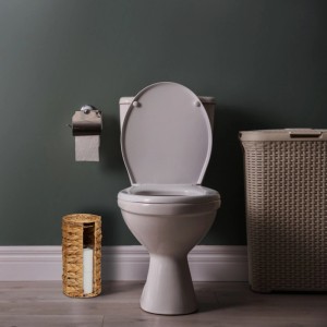 Relaxdays Toilettenpapier Aufbewahrung Wasserhyazinthe Eisen Natur mit Deckel für 3 Rollen 34 cm x 18 cm 0,6 kg