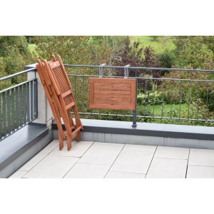 Merxx Rio 3-tlg. Gartenmöbel-Set mit Klappsesseln und Balkonhängetisch aus Eukalyptusholz.