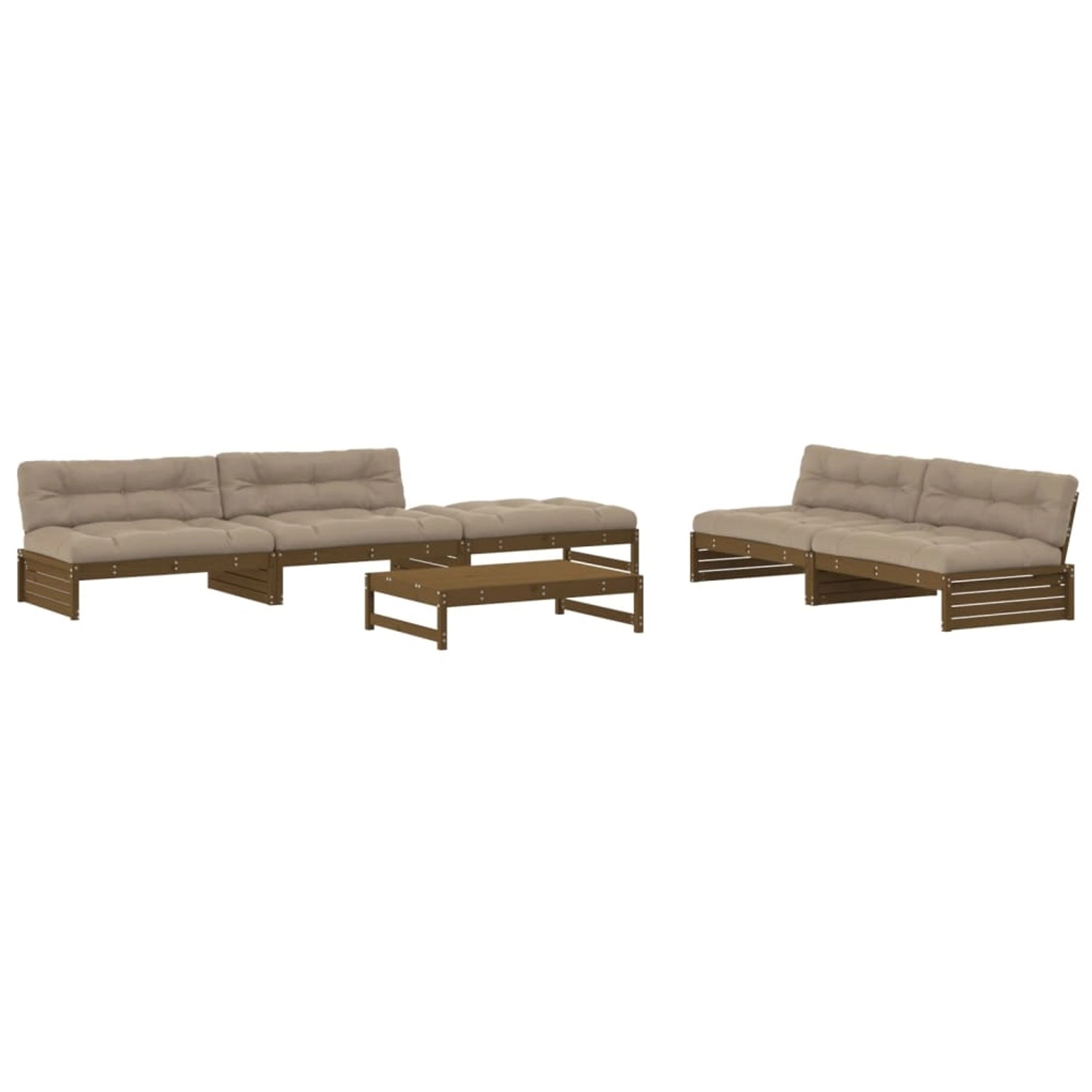 vidaXL 6-tlg Garten-Lounge-Set mit Kissen Honigbraun Massivholz Modell 6 günstig online kaufen