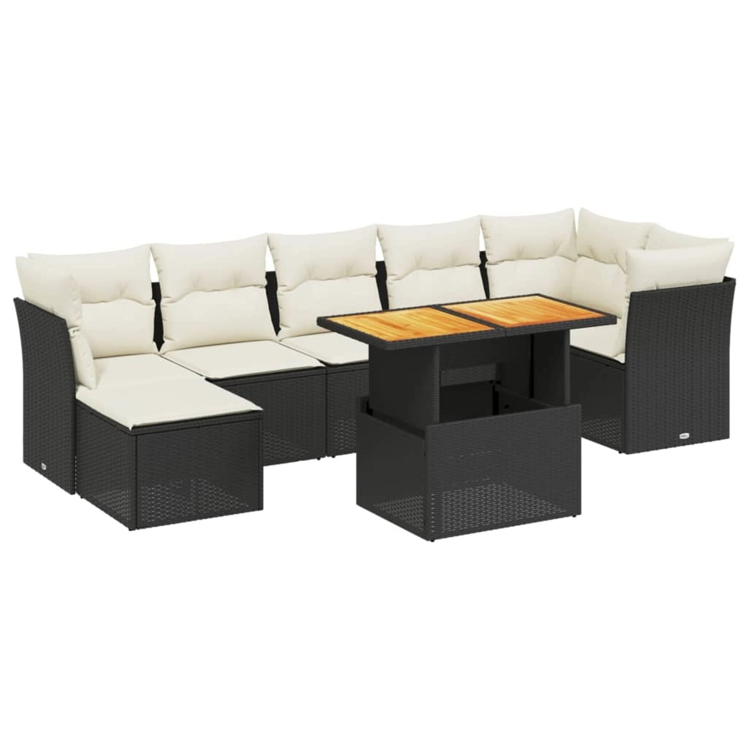 vidaXL 8-Tlg Garten-Sofagarnitur mit Kissen Schwarz Poly Rattan 3275485 günstig online kaufen